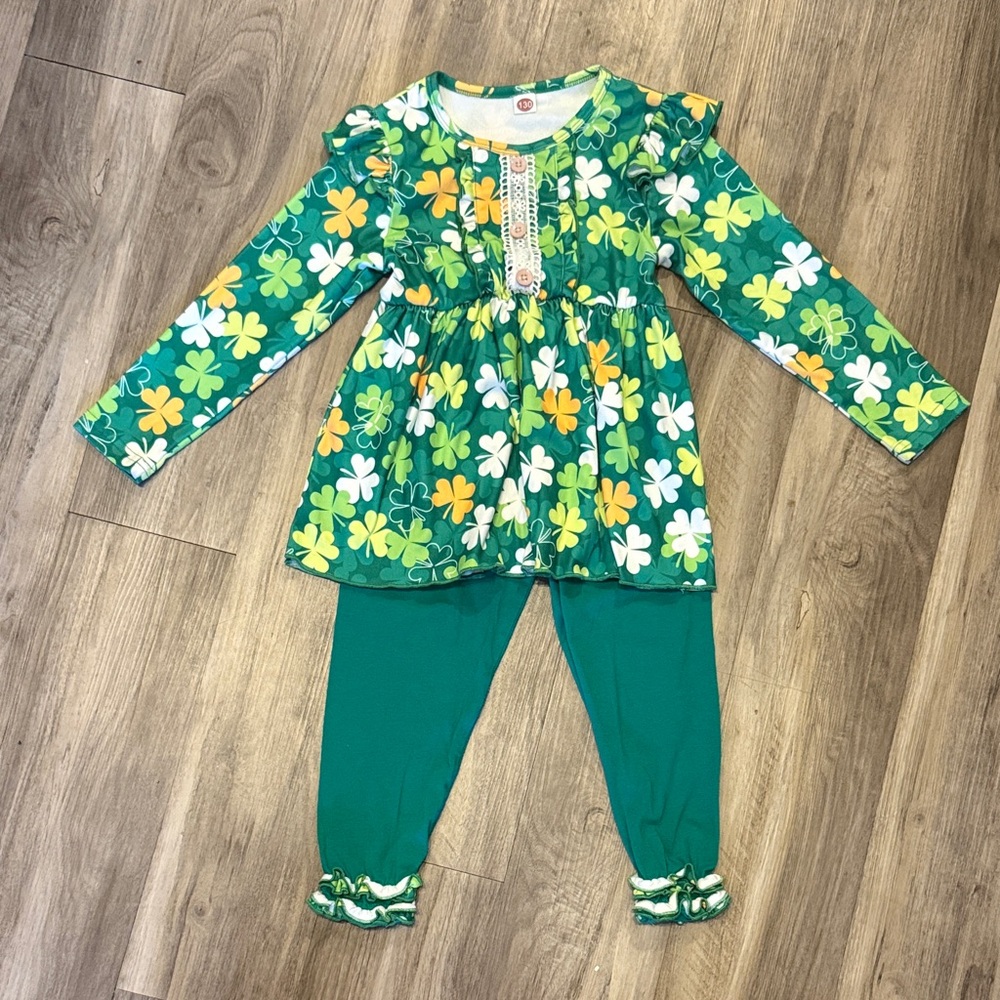 St. Patrick’s Day -Clover Green Floral Toddler Outfit